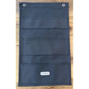 Caraway Hanging Wall Organizer 3 Pocket Canvas Storage Rack Black Kitchen